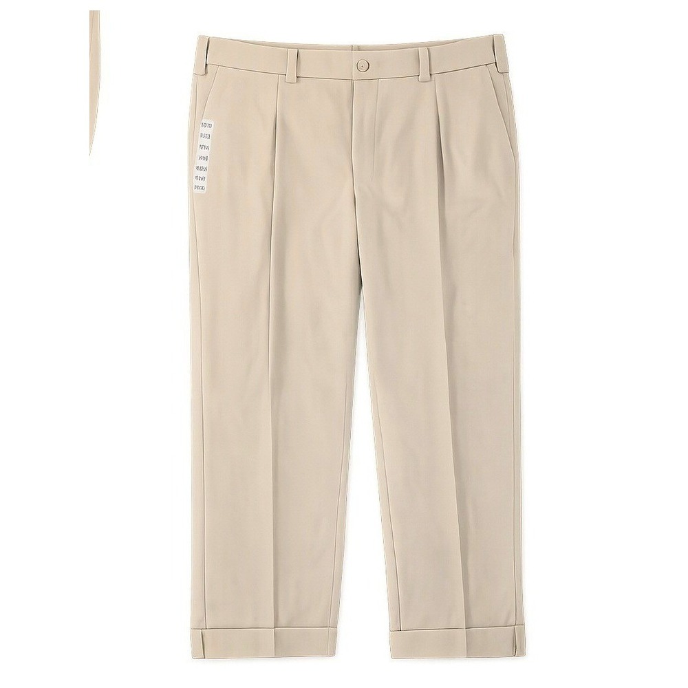 Perry Ellis Portfolio Mens 40x30 Pleated Cuffed Dress Khaki Pants Tan Beige NEW